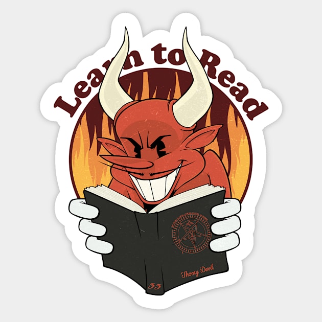 Learn to Read Sticker by Thorny Devil Design